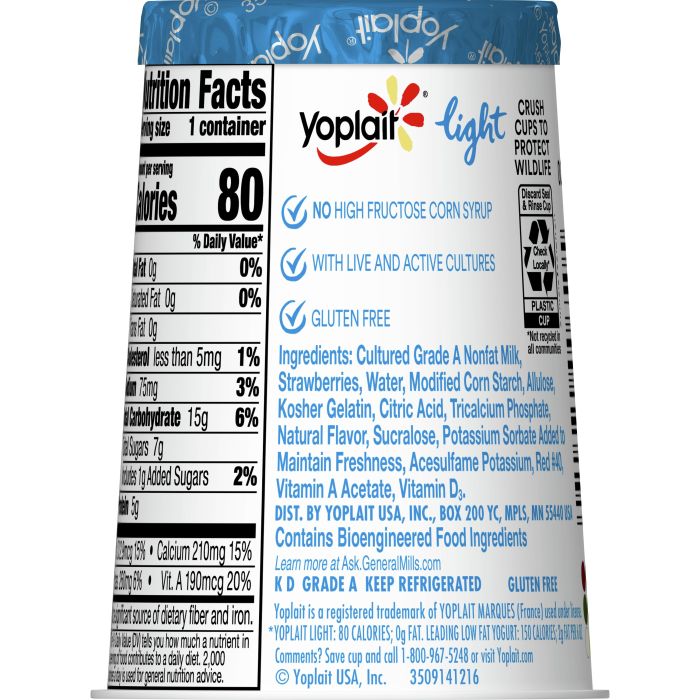 Yoplait yogurt strawberry banana nutrition facts