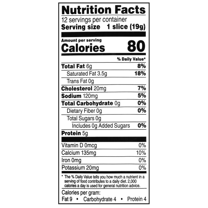 Nutrition facts american cheese