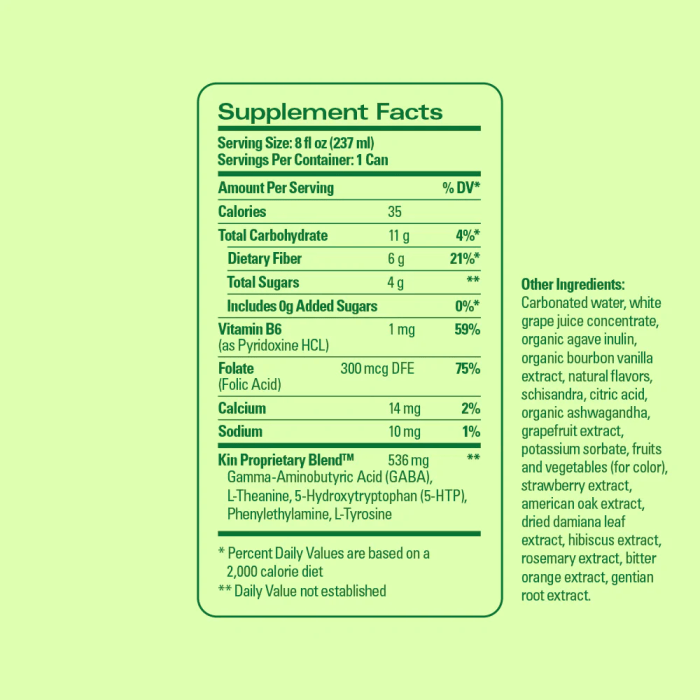 Kin euphorics nutrition facts