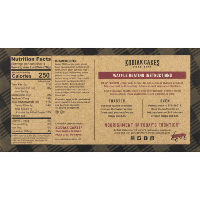 Kodiak cubs waffles nutrition facts